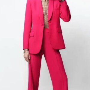 Pink Zara 2 Piece Suit Wide Leg